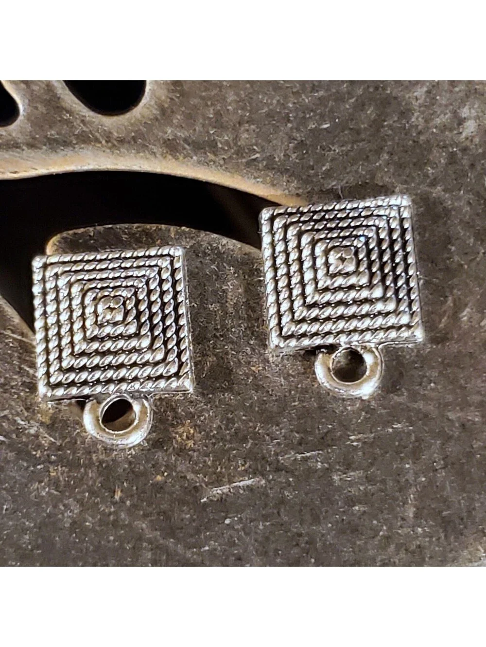 Avant Garde Antique Silver Egyptian Pyramid Dotted Earring Post Findings 2 pcs